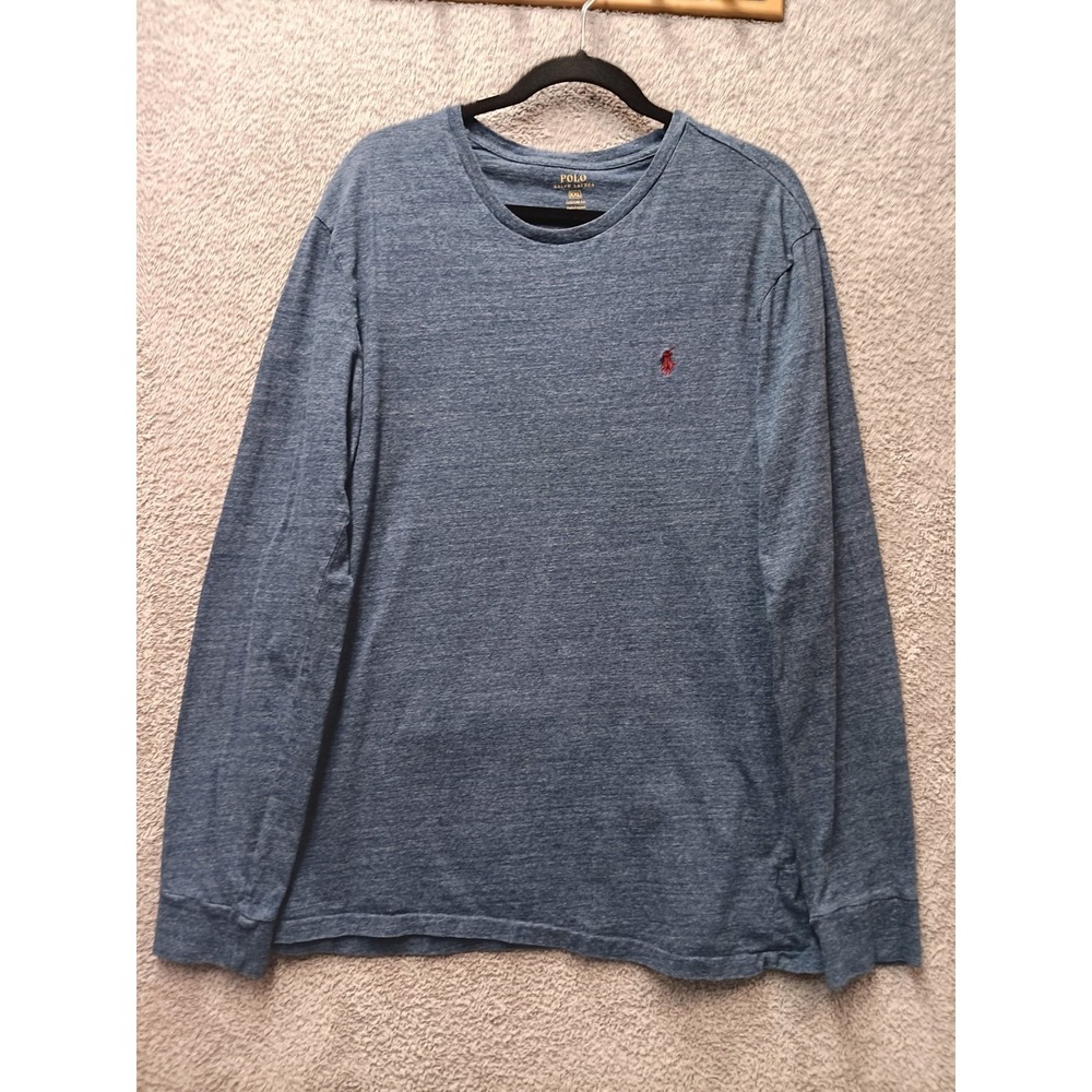 Polo Ralph Lauren Long Sleeve Shirt Men XXL Blue Custom Fit Pony Logo